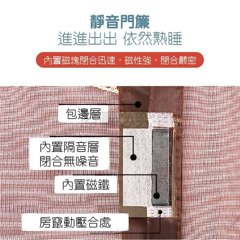 🚀靜音抗風強🚀防蚊門簾 磁吸窗簾 磁吸門簾 空調簾 防蚊簾 磁扣門廉 自動閉合門簾 加寬魔鬼氈 門簾 靜音門簾-細節圖4
