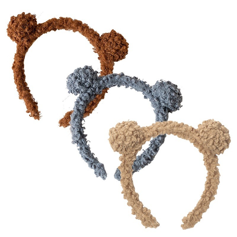 ✨超低價✨小熊髮箍 絨毛髮箍 奶茶色髮箍 可愛髮箍 小熊耳朵 卡通髮飾 髮箍 洗臉髮箍 造型髮箍洗臉髮帶 可愛髮帶-細節圖2