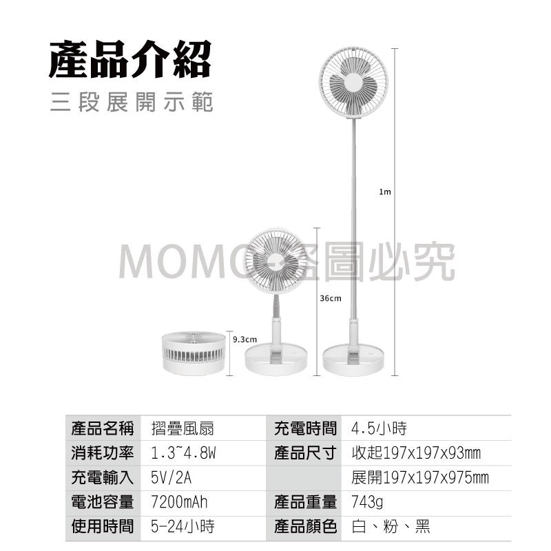 🚀超低價🚀八吋摺疊伸縮USB風扇 8吋伸縮風扇 直立扇 露營電風扇 充電大電量 風扇 桌面風扇 充電風扇 8吋風扇-細節圖2