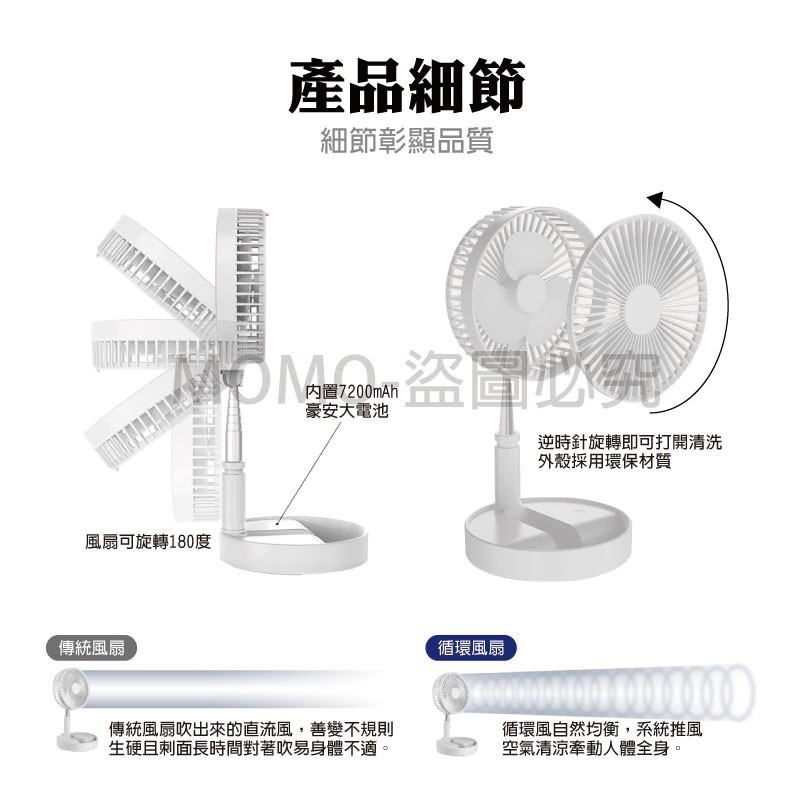 🚀超低價🚀八吋摺疊伸縮USB風扇 8吋伸縮風扇 直立扇 露營電風扇 充電大電量 風扇 桌面風扇 充電風扇 8吋風扇-細節圖7