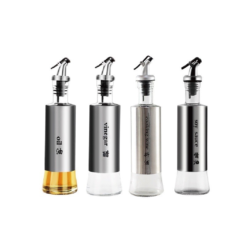 💦防漏油💦不鏽鋼醬料瓶 醬料罐 醬油瓶 料理瓶 醋瓶 玻璃油壺 廚房用品 玻璃油瓶調味料罐 油罐 調味瓶 調味罐-細節圖2