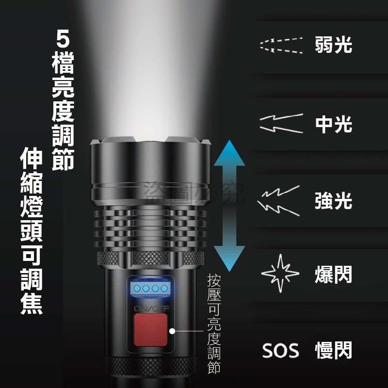 🔥持久續航🔥露營燈 照明燈 探照燈 P70強光手電筒 鋁合金手電筒 LED 露營手電筒 手電筒 強光超亮 登山燈-細節圖9