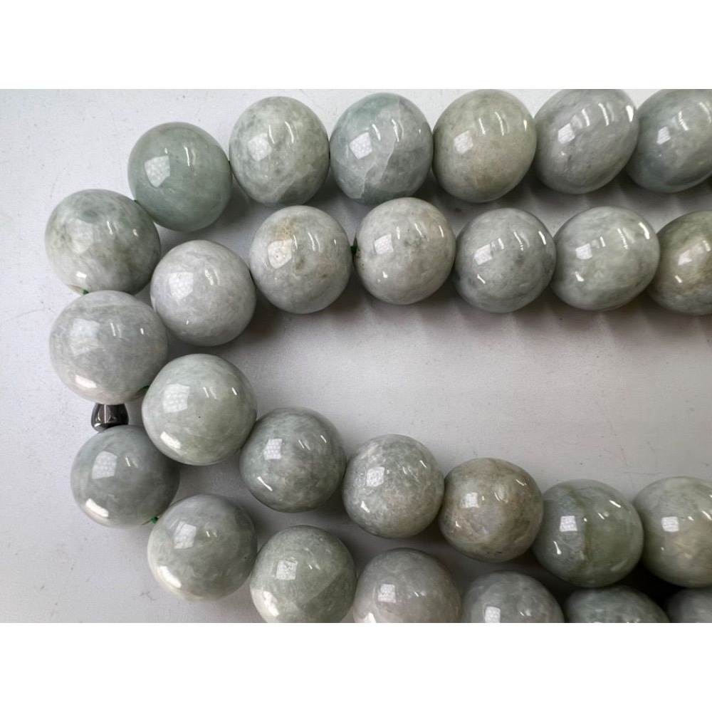 老大爺老貨天然緬甸玉翡翠玉圓珠項錬 13mm 水頭美 僅剩3條 售完為止-細節圖3