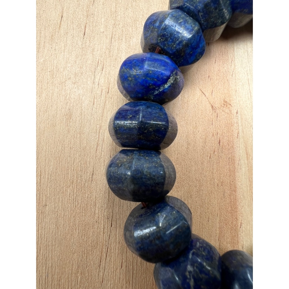 老大爺老貨菱角八角形青金石手錬13mm照片為實物 大而美-細節圖2