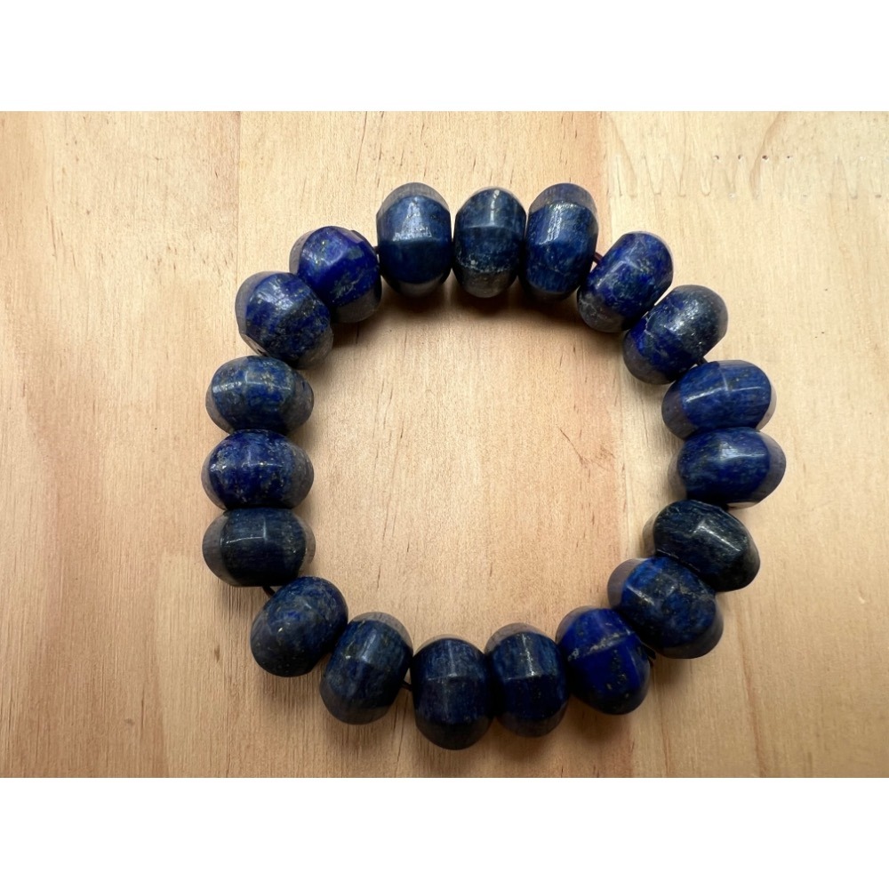 老大爺老貨菱角八角形青金石手錬13mm照片為實物 大而美-細節圖4