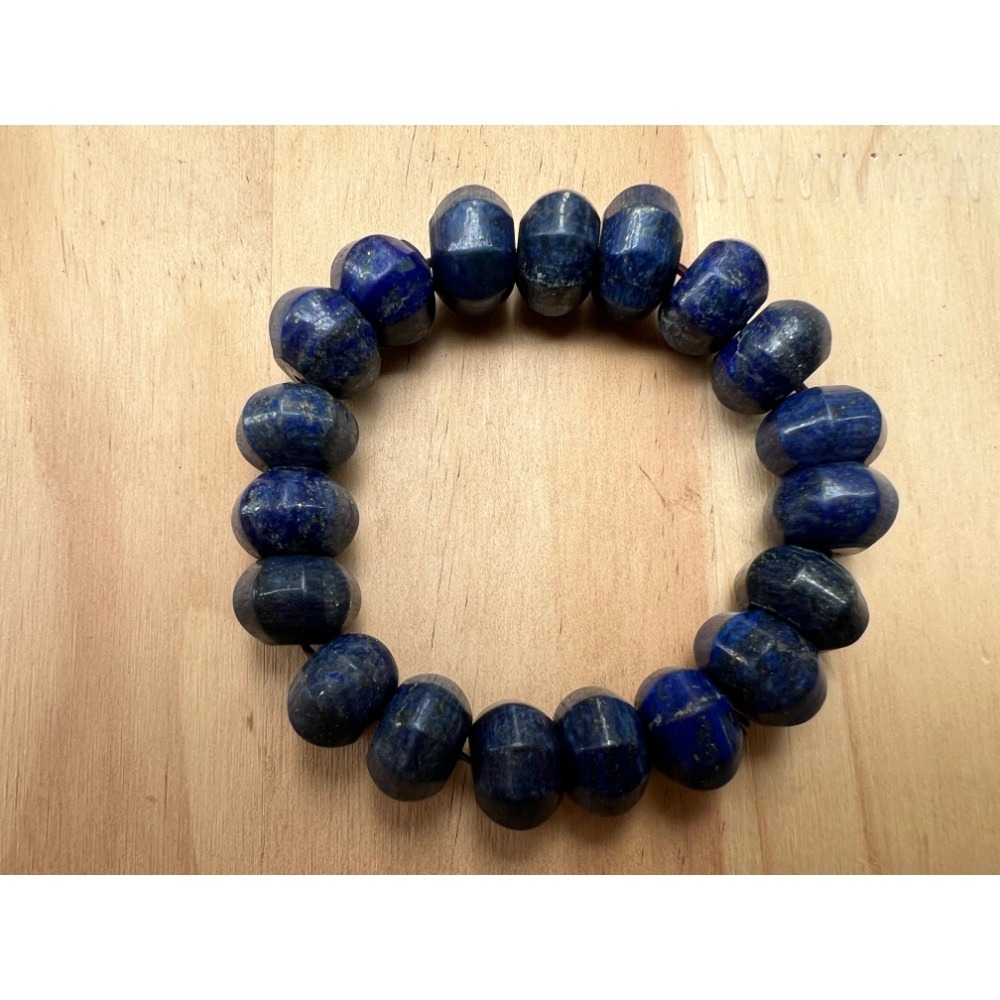 老大爺老貨菱角八角形青金石手錬13mm照片為實物 大而美-細節圖5