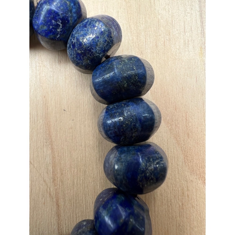 老大爺老貨菱角八角形青金石手錬13mm照片為實物 大而美-細節圖3