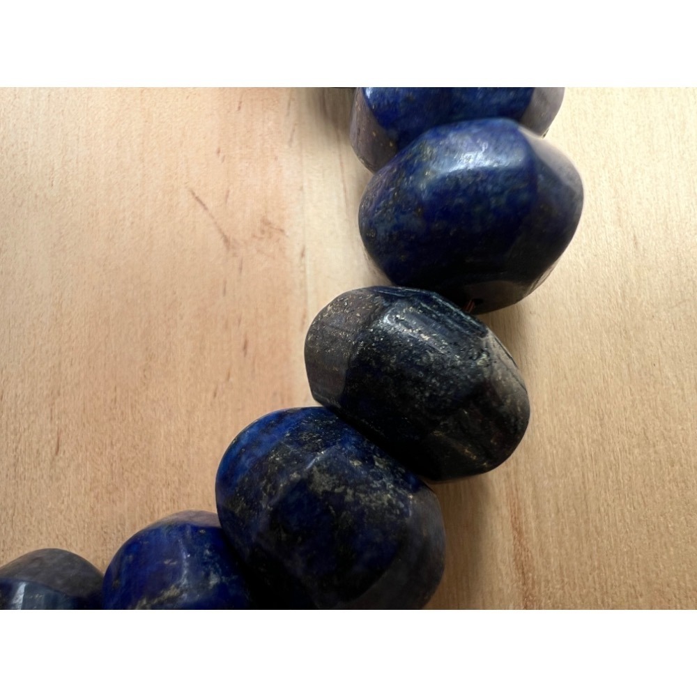 老大爺老貨菱角八角形青金石手錬13mm照片為實物 大而美-細節圖6