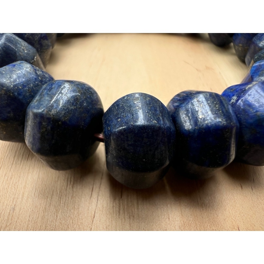 老大爺老貨菱角八角形青金石手錬13mm照片為實物 大而美-細節圖7