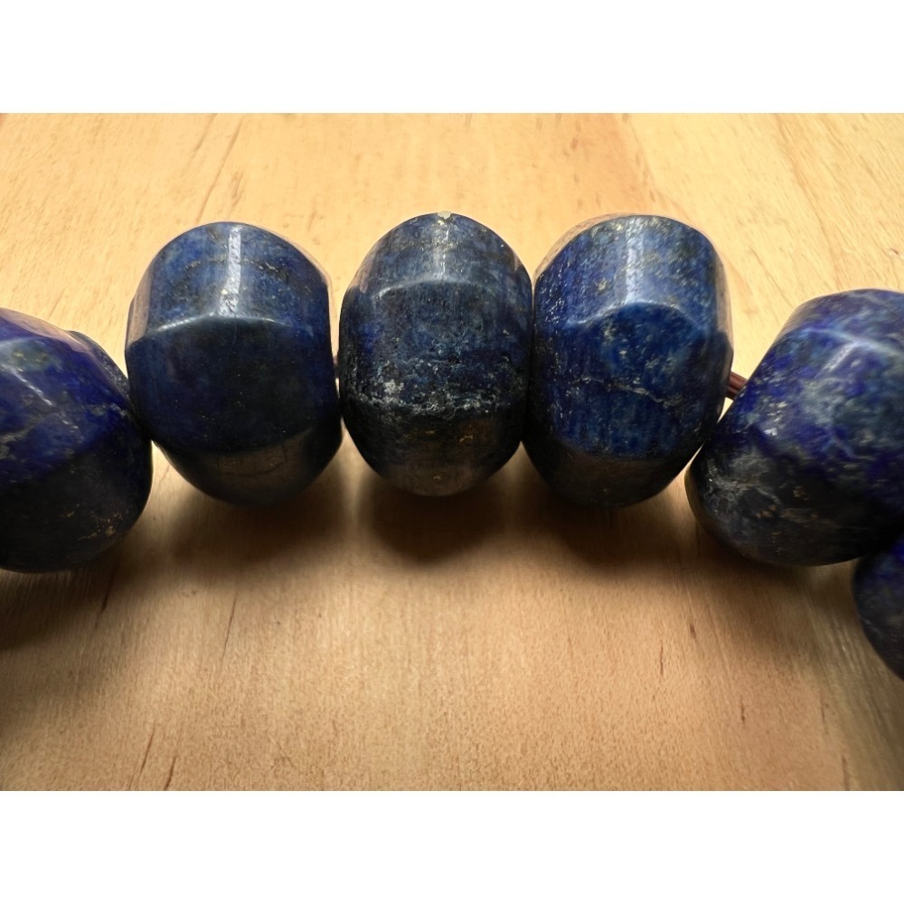 老大爺老貨菱角八角形青金石手錬13mm照片為實物 大而美-細節圖8