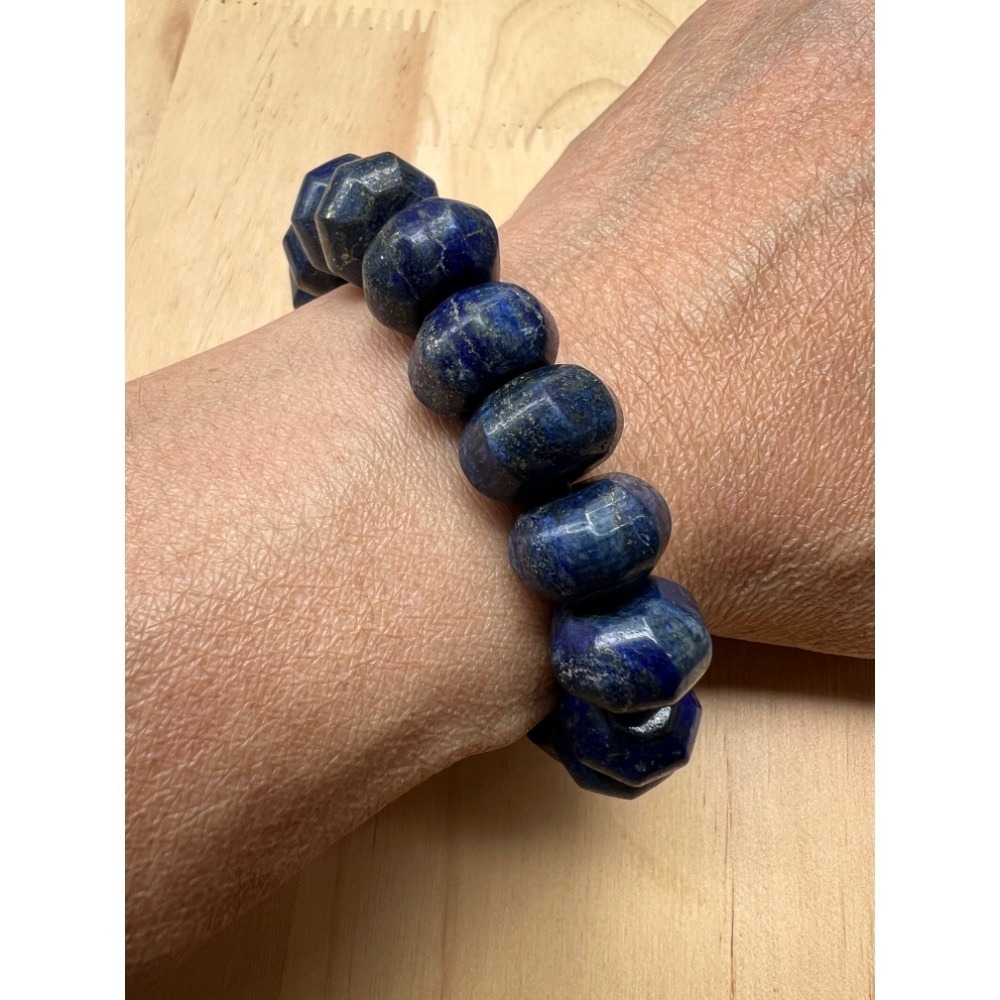 老大爺老貨菱角八角形青金石手錬13mm照片為實物 大而美-細節圖9