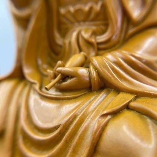 黃楊木樹瘤木雕淨瓶觀音老件世上真少見法像太慈悲 是師兄師姐放在桌上念念觀音的觀世音 老師傅手工雕刻 非電腦刻的-細節圖6