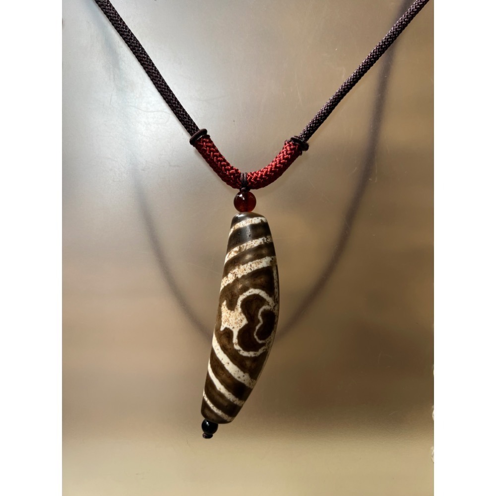 寶瓶天珠項鍊 Tibetan Vase Dzi Bead Necklace｜咖啡色繩鍊附蝦勾 可掛佛牌 吉祥祈福能量石-細節圖9