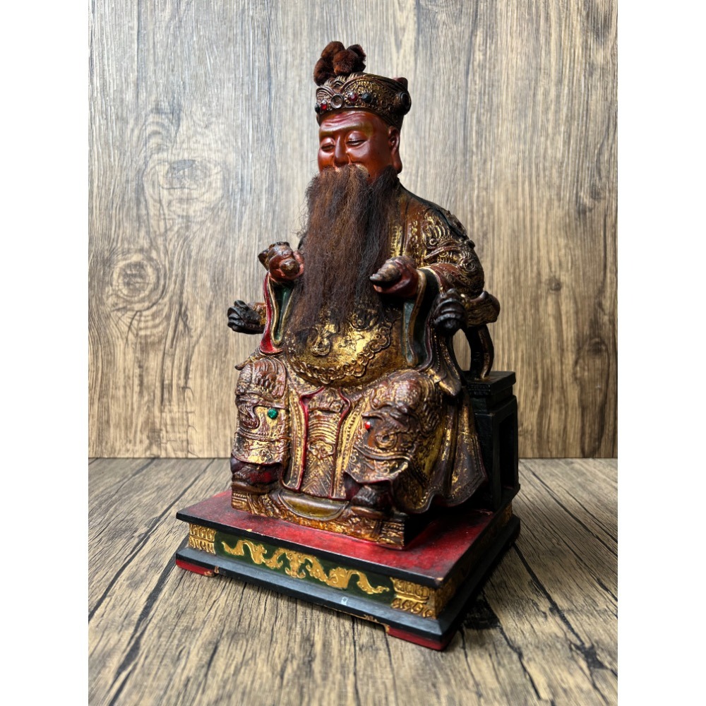 【古董木雕】清代/民國 老福德正神 土地公神像 | 開臉慈祥 香火皮殼 老味十足 閩工/台灣工 收藏-細節圖2