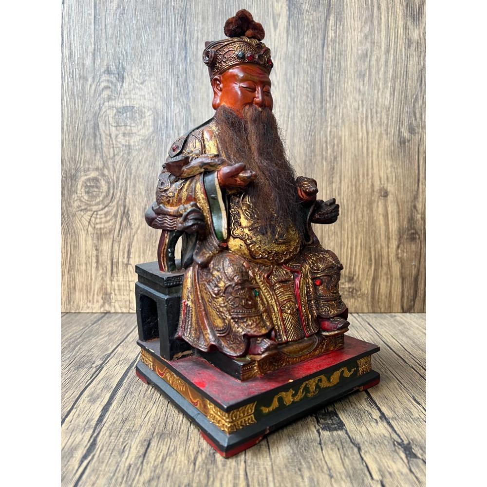 【古董木雕】清代/民國 老福德正神 土地公神像 | 開臉慈祥 香火皮殼 老味十足 閩工/台灣工 收藏-細節圖3