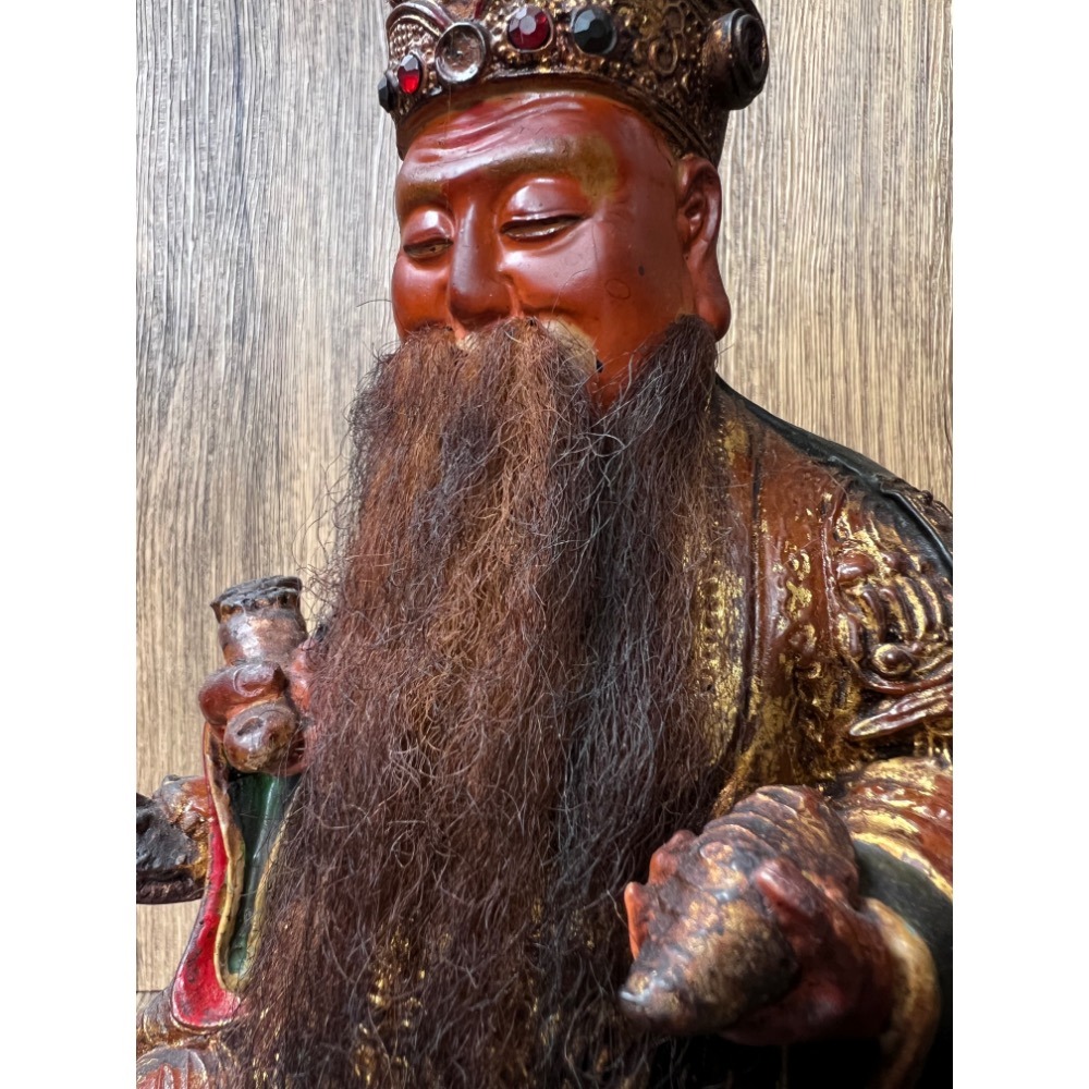 【古董木雕】清代/民國 老福德正神 土地公神像 | 開臉慈祥 香火皮殼 老味十足 閩工/台灣工 收藏-細節圖5