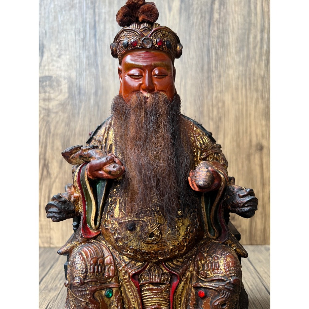 【古董木雕】清代/民國 老福德正神 土地公神像 | 開臉慈祥 香火皮殼 老味十足 閩工/台灣工 收藏-細節圖9