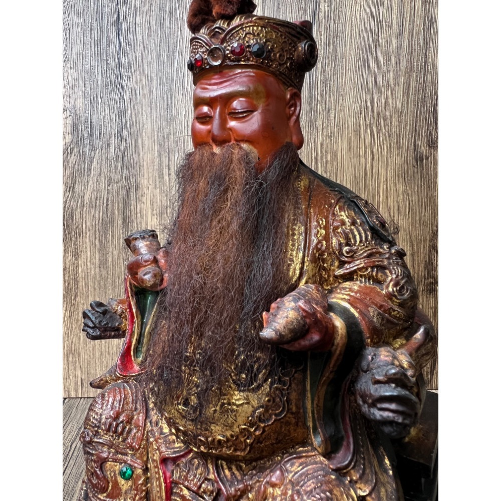 【古董木雕】清代/民國 老福德正神 土地公神像 | 開臉慈祥 香火皮殼 老味十足 閩工/台灣工 收藏-細節圖11