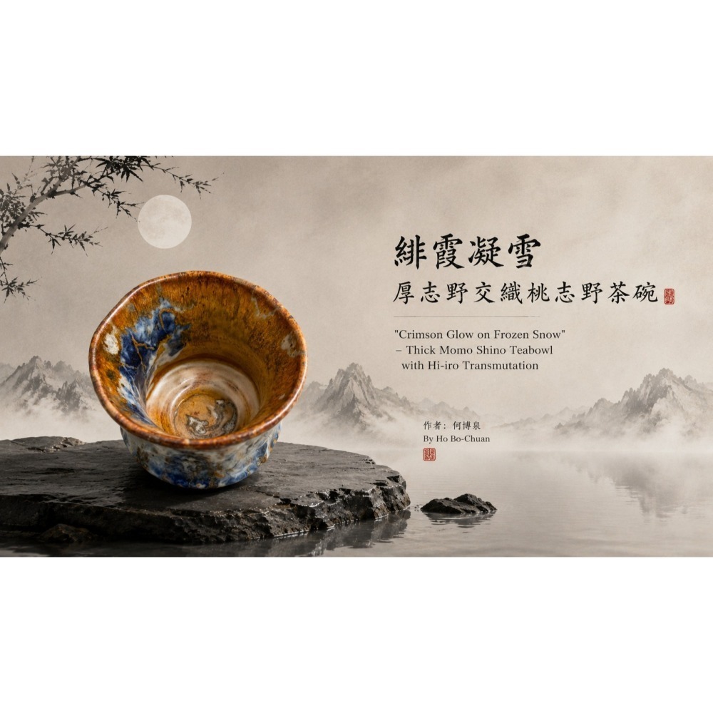 「墨淵融雪」— 鼠志野交織厚志野茶碗 ＂Melting Snow on Obsidian Abyss＂ – Thick-細節圖4