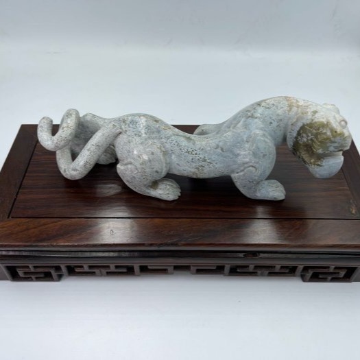 和田青黃玉四神獸白虎和田玉老虎和闐玉虎六合貴人缺虎者必得合和好運不斷招財化煞送木底座-細節圖4