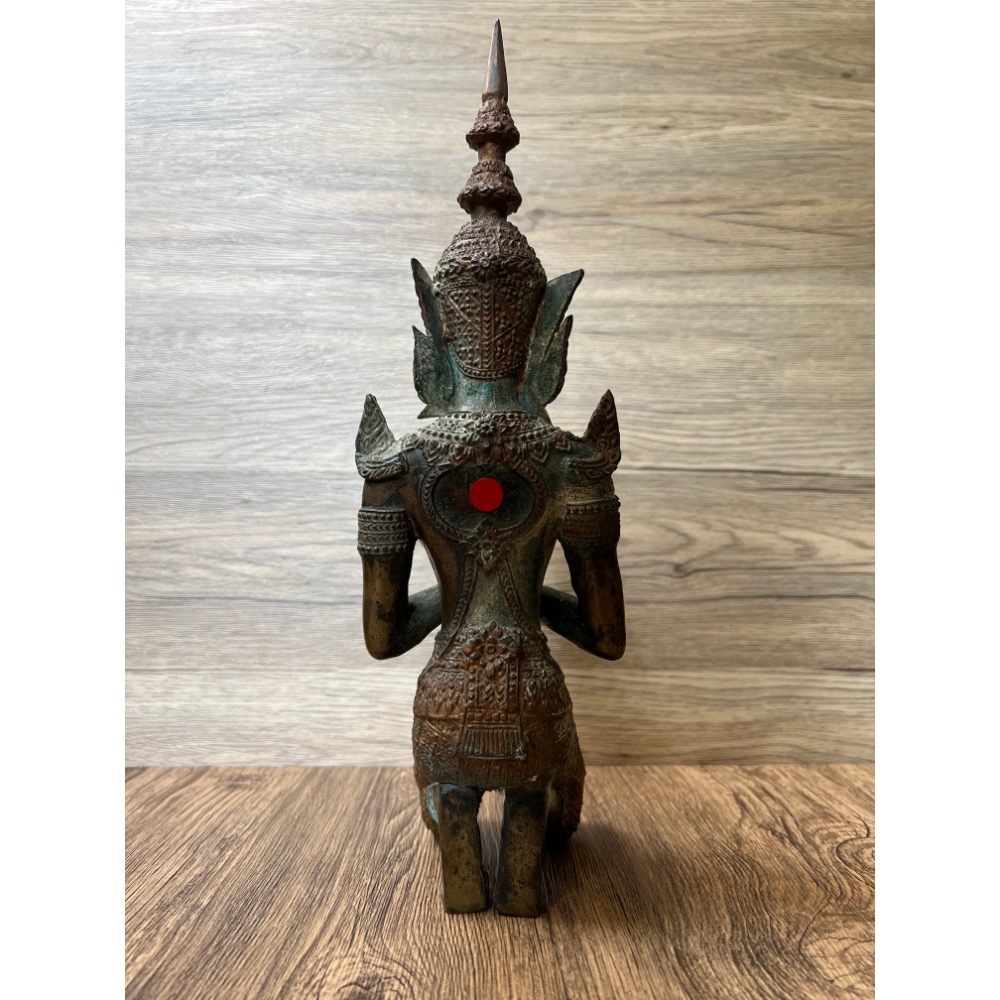 早期泰國銅鑄侍神像｜Thepphanom跪姿合十供奉尊 #ThaiDeityStatue #KneelingAngel-細節圖4