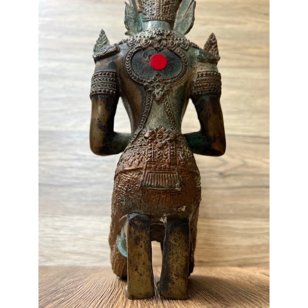 早期泰國銅鑄侍神像｜Thepphanom跪姿合十供奉尊 #ThaiDeityStatue #KneelingAngel-細節圖9