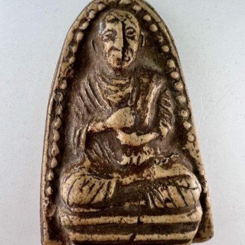 傳奇高僧傳泰國慈悲的和尚亞贊多親手製作阿贊多自身老粉牌佛曆2401年