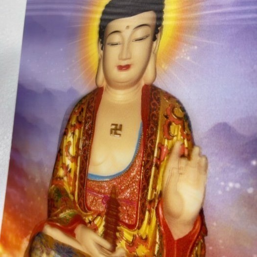 藥師佛3D立體晝佛卡大張是東方琉璃世界的教主 手持佛塔 實物拍攝-細節圖3