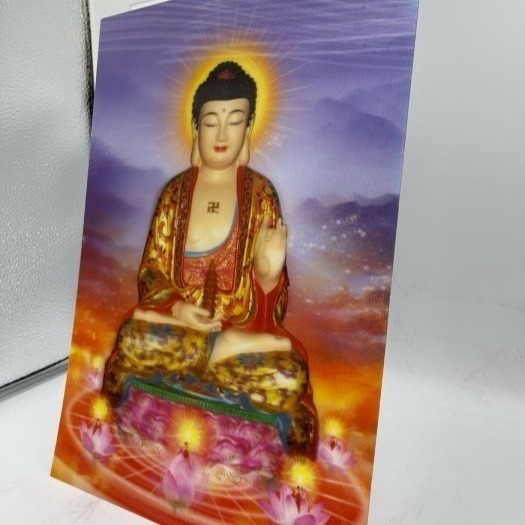 藥師佛3D立體晝佛卡大張是東方琉璃世界的教主 手持佛塔 實物拍攝-細節圖2