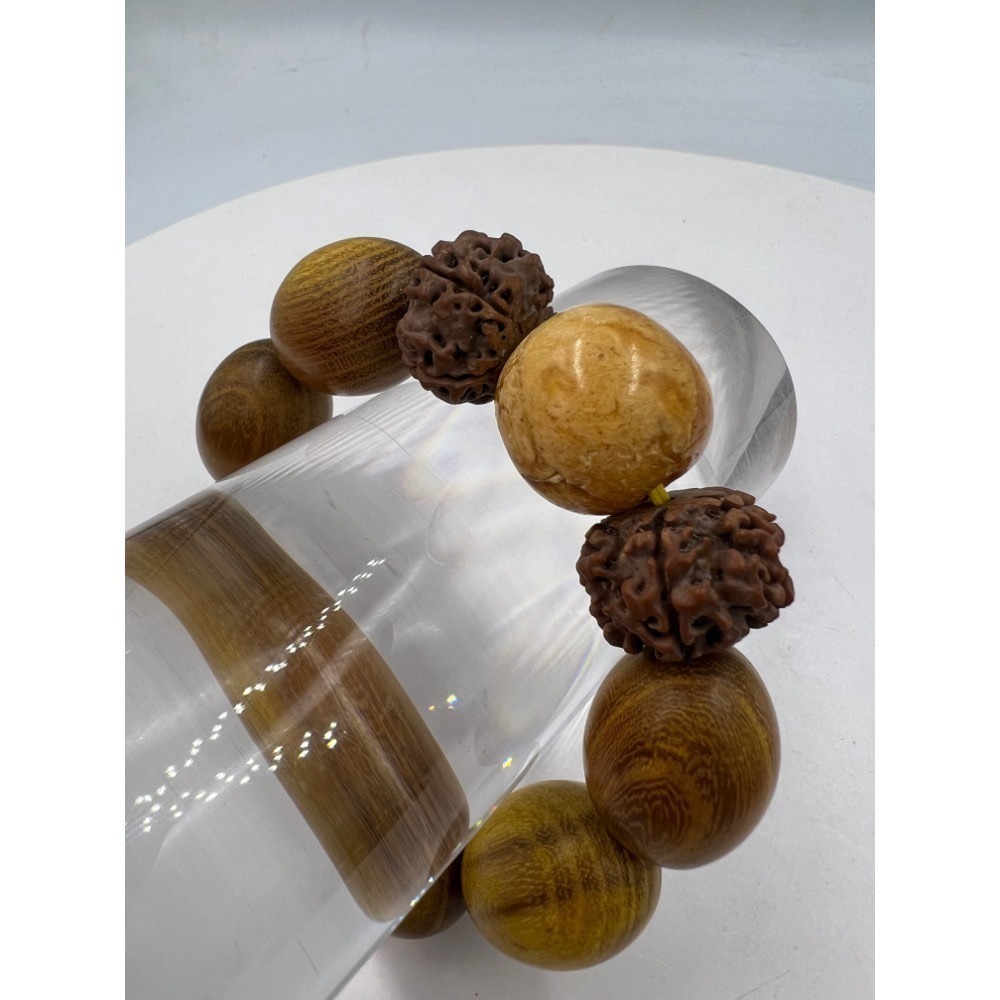 老大爺老貨扭蛋形原木菩提子蜜臘珠禪心佛子手錬 照片為實物-細節圖2