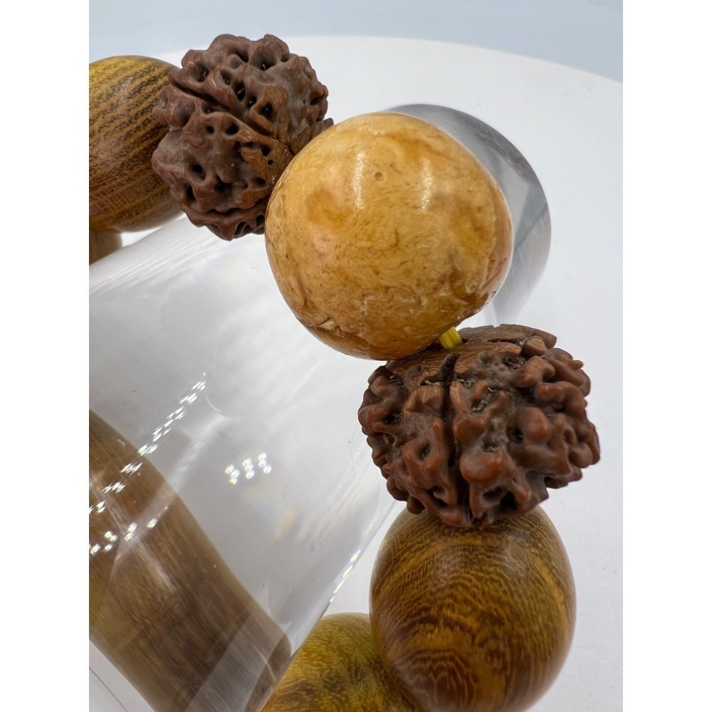 老大爺老貨扭蛋形原木菩提子蜜臘珠禪心佛子手錬 照片為實物-細節圖3