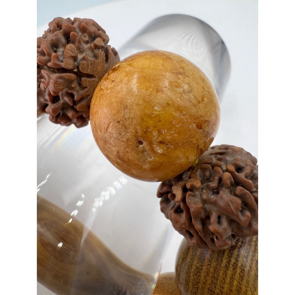 老大爺老貨扭蛋形原木菩提子蜜臘珠禪心佛子手錬 照片為實物-細節圖4