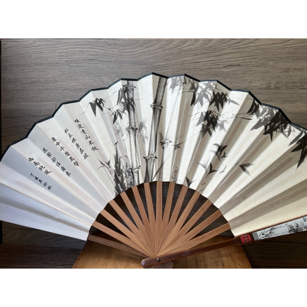 中國古風日用扇便攜竹林雅士折扇清風扇子中國風男生絲綢古典雕刻定制大絹漢服照片為實物扇面打開直徑60公分-細節圖2