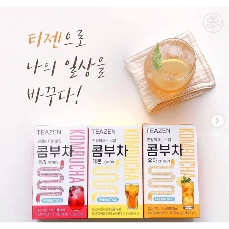 【TEAZEN】韓國🇰🇷 BTS同款 TEAZEN KOMBUCHA 康普茶 檸檬口味 10入 30入 加購杯子-細節圖3