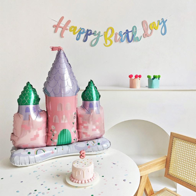 【門市現貨】城堡氣球 公主 生日慶生 生日派對 周歲 壽星 生日佈置 氣球生日蛋糕 滿月 空飄氣球 抓周 滿月 迪士尼