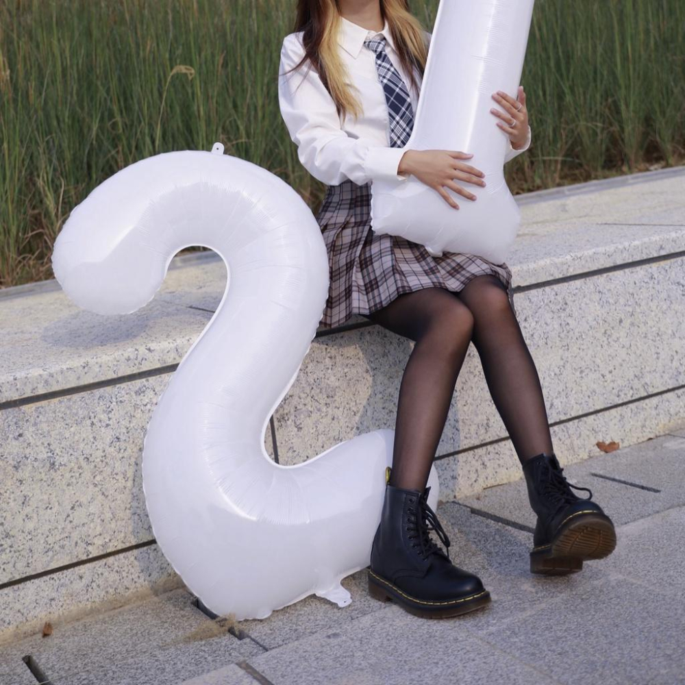 ☆現貨☆ 40吋白色數字網美氣球_周年慶_數字氣球_派對佈置_店家開幕_生日氣球_拍攝道具_鋁箔氣球_周歲_紀念日-細節圖4