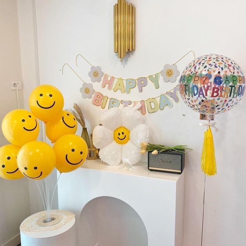 ☆全館免運☆ 雞蛋花裝飾氣球_幸福星辰婚禮氣球佈置 鋁箔氣球 生日派對氣球 生日蛋糕 空飄球 拍照道具 微笑花朵 雛菊-細節圖4