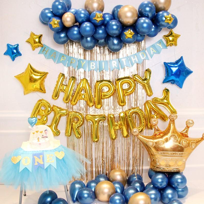 寶石藍色生日派對氣球系列(金屬色澤氣球) 鋁箔氣球 生日派對 生日慶生 氣球生日 拍攝道具 數字氣球英文氣球 氣球套裝-細節圖2