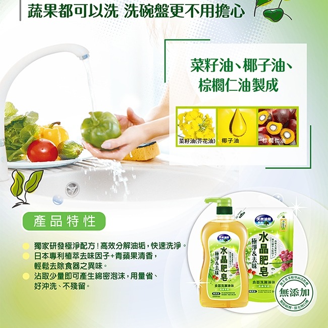 【文暄選物】南僑水晶肥皂食器洗滌液體-極淨去味補充包800ml(綠)洗碗精-細節圖4