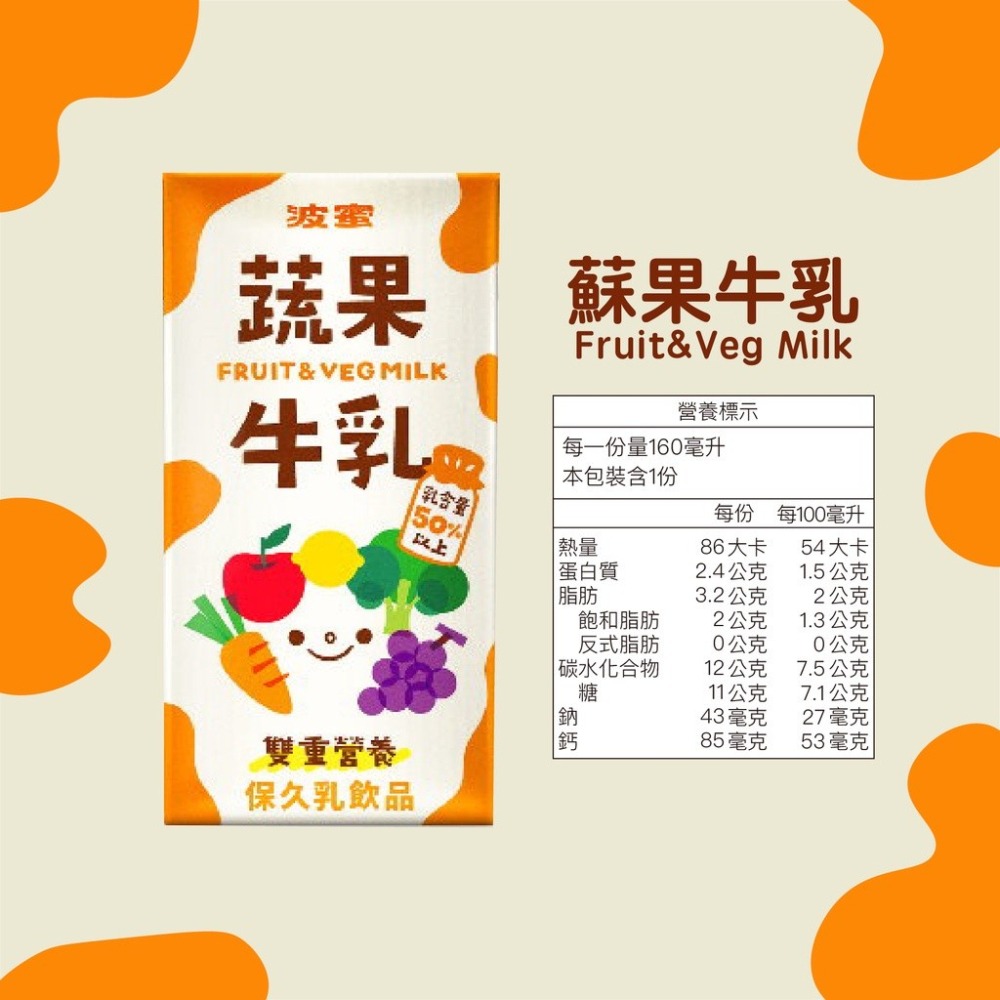 現貨🔥快速出貨🔥激推~波蜜 蔬果牛乳系列 蔬果牛乳 哈密瓜牛乳 保久乳 調味乳160ml 6入/組 超商一單最多27瓶-細節圖5