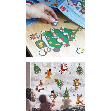 聖誕節 DIY貼紙 老人 麋鹿 聖誕樹 雪屋 節慶裝飾 重複黏貼 趣味 益智創意 禮物-細節圖3