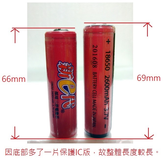 新e代 認證合格 18650 充電鋰電池 2600mAh 三洋電池芯 含凸點 附保護板 RoHS R38621-細節圖3