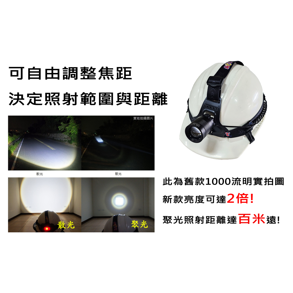 新e代 10瓦2000流明 P70 充電LED頭燈 5段開關 感應式 伸縮調焦 登山 露營 附固定掛勾-細節圖4