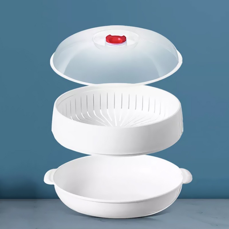 微波料理保鮮盒 微波爐蒸籠 蒸籠 蒸鍋 微波盒 廚房 料理用品 微波 鍋具 加熱 微波加熱 蒸餃 蒸粽子-細節圖2