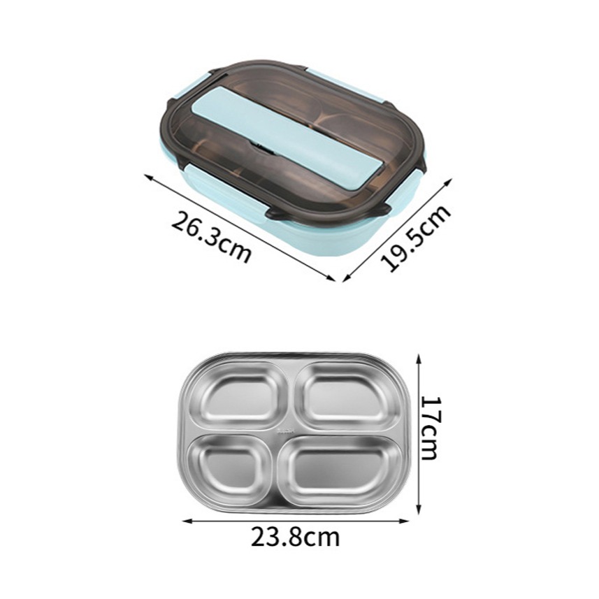 304不鏽鋼分格便當盒 分格便攜午餐盒 餐盒 保溫飯盒 餐盤 保鮮 304不鏽鋼雙層保溫便當盒 附餐具-細節圖3