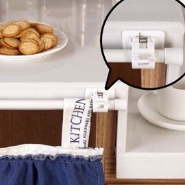 黏貼式窗簾桿掛夾 2入1組 窗簾 門簾 浴簾 桿子固定夾 掛架 掛勾-細節圖2