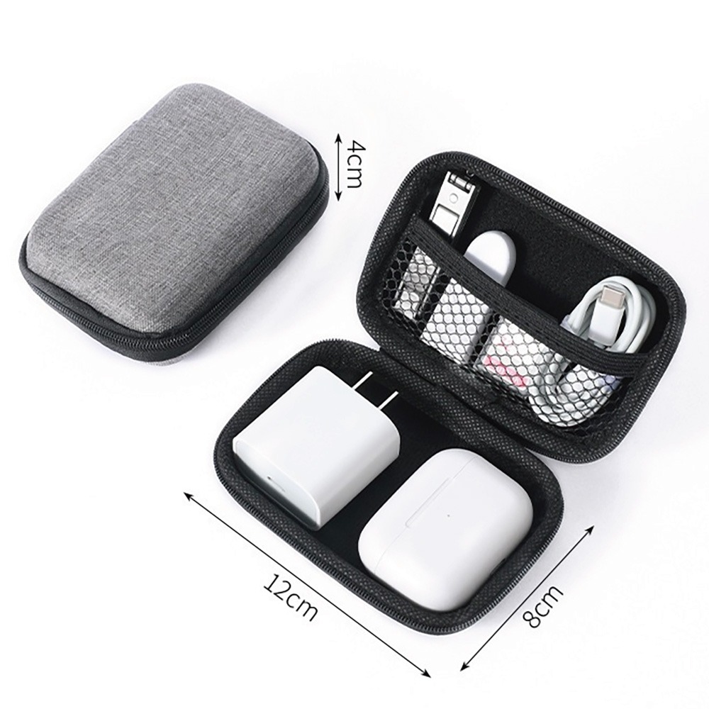 迷你3C配件硬殼包 防撞收納包 小物配件收納 硬殼抗壓保護 隨取隨放 隨身拉鍊包 整齊收納 內部柔軟絨面 減震防刮-細節圖2