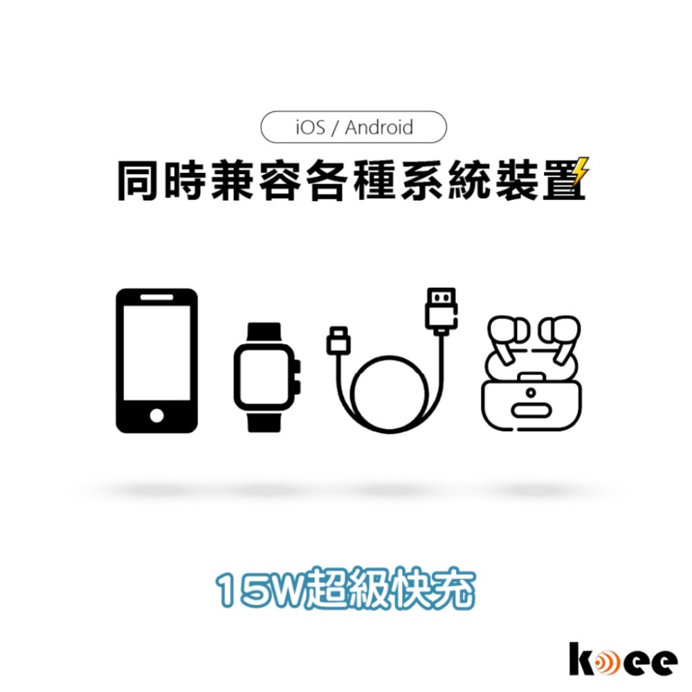 【koee】旗艦板五合一無線充電板/24H快速出貨/BSMI/NCC雙認證/手機/藍芽耳機/智能手錶/無線充電-細節圖5