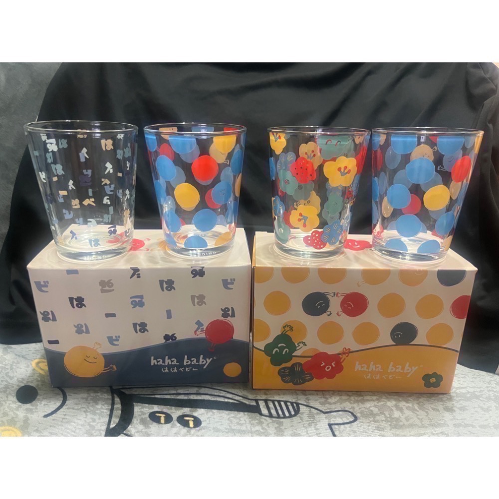 最後出清❤️ 全家x hahababy 夏日趣遊DAY 玻璃杯&8吋圓盤&絨毛飲料提袋 杯子 點點款 文字款 擁抱點點-細節圖2