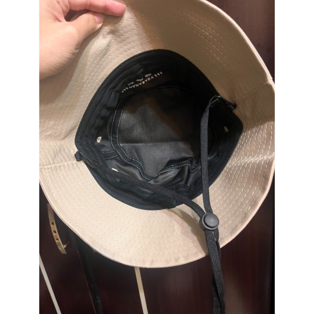 全新 hahababy帶繩單面漁夫帽-奶茶色 漁夫帽 帶繩漁夫帽 帽子 釣魚帽 防風帽 造型帽 奶茶帽-細節圖2